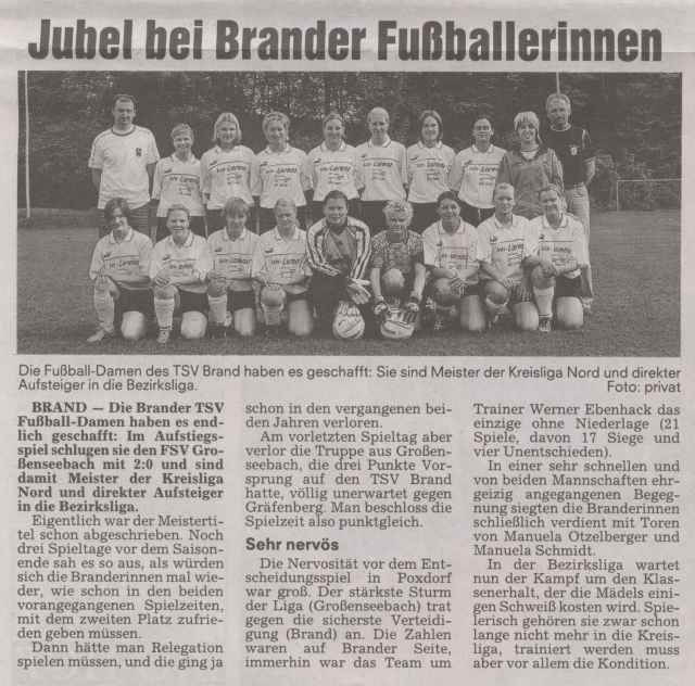 Damen Aufstieg in Bezirksliga